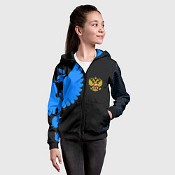 Толстовка на молнии детская Герб РФ синий, цвет: 3D-черный — фото 2