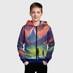 Толстовка на молнии детская Фантастический красочный пейзаж, цвет: 3D-синий — фото 2