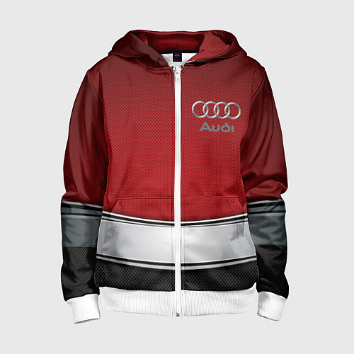 Детская толстовка на молнии Audi metal car steel / 3D-Белый – фото 1