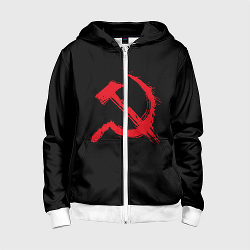 Детская толстовка на молнии СССР логотип серп и молот / 3D-Белый – фото 1