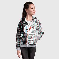 Толстовка на молнии детская Twenty one pilots glitch pattern, цвет: 3D-меланж — фото 2
