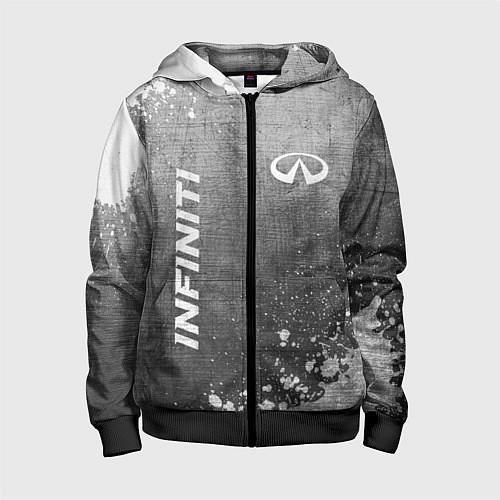 Детская толстовка на молнии Infiniti - grey gradient вертикально / 3D-Черный – фото 1