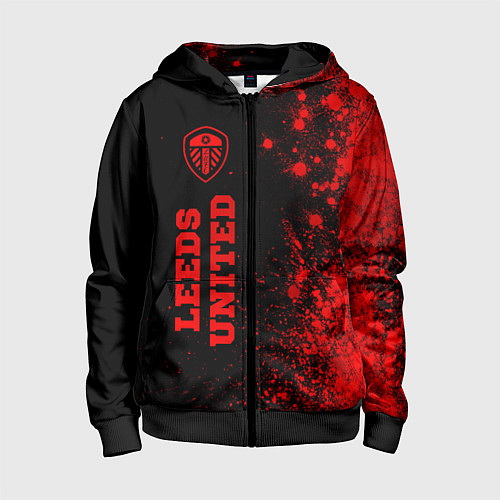 Детская толстовка на молнии Leeds United - red gradient по-вертикали / 3D-Черный – фото 1