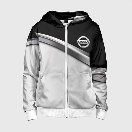 Детская толстовка на молнии Nissan logo auto / 3D-Белый – фото 1