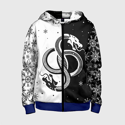 Детская толстовка на молнии Инь янь - змеи / 3D-Синий – фото 1