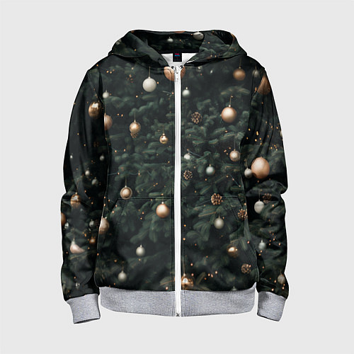Детская толстовка на молнии Паттерн - Новогодняя елка / 3D-Меланж – фото 1