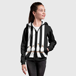 Толстовка на молнии детская Четыре пингвина, цвет: 3D-черный — фото 2