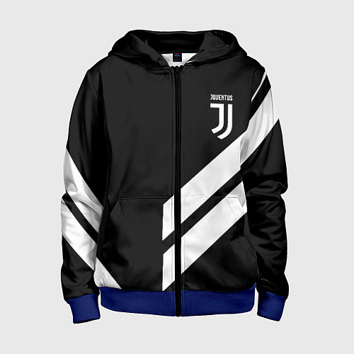 Детская толстовка на молнии Juventus line white / 3D-Синий – фото 1