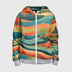 Толстовка на молнии детская Поля луга, цвет: 3D-меланж