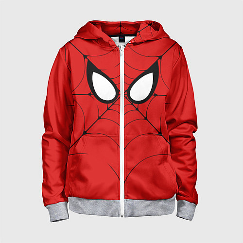 Детская толстовка на молнии Человек-паук глаза / 3D-Меланж – фото 1