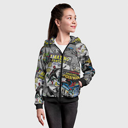 Толстовка на молнии детская Spider-man comics, цвет: 3D-черный — фото 2