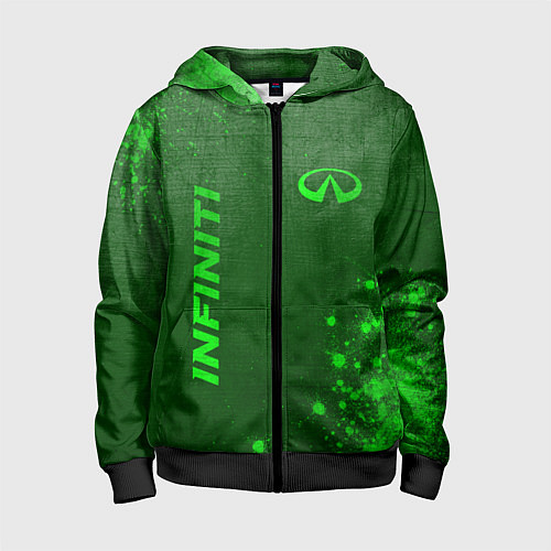 Детская толстовка на молнии Infiniti - green gradient вертикально / 3D-Черный – фото 1
