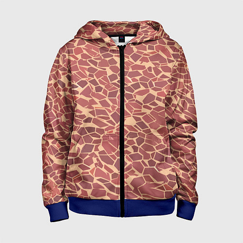Детская толстовка на молнии Тёмно красные плитки на бежевом фоне / 3D-Синий – фото 1