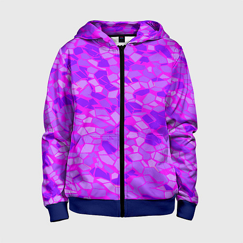 Детская толстовка на молнии Фиолетовые плитки на розовом фоне / 3D-Синий – фото 1