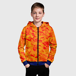 Толстовка на молнии детская Красные плитки на жёлтом фоне, цвет: 3D-синий — фото 2
