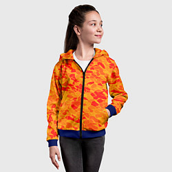 Толстовка на молнии детская Красные плитки на жёлтом фоне, цвет: 3D-синий — фото 2