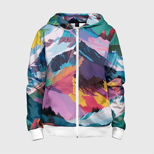 Детская толстовка на молнии Горы краски / 3D-Белый – фото 1