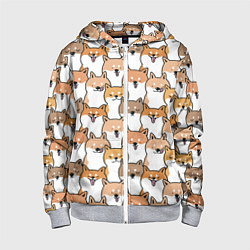 Толстовка на молнии детская Узор сиба ину, цвет: 3D-меланж