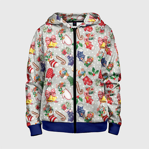 Детская толстовка на молнии Christmas Pattern / 3D-Синий – фото 1