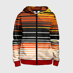 Толстовка на молнии детская Разноцветные вертикальные линии, цвет: 3D-красный