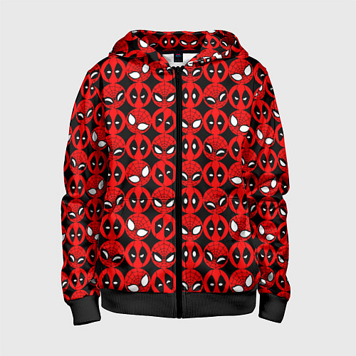 Детская толстовка на молнии Дэдпул и Человек паук / 3D-Черный – фото 1