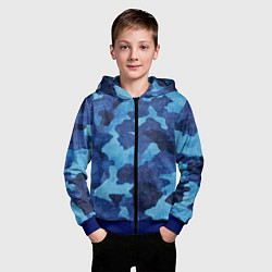 Толстовка на молнии детская Синий камуфляж, цвет: 3D-синий — фото 2