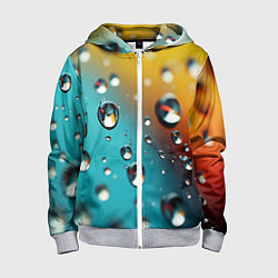 Толстовка на молнии детская Крупные капли на цветном фоне, цвет: 3D-меланж