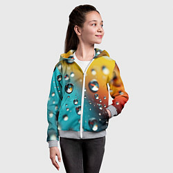 Толстовка на молнии детская Крупные капли на цветном фоне, цвет: 3D-меланж — фото 2