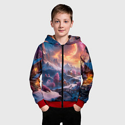 Толстовка на молнии детская Fantasy river village, цвет: 3D-красный — фото 2