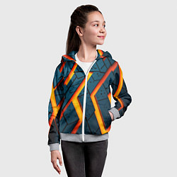 Толстовка на молнии детская Металлическая броня и оранжевое свечение, цвет: 3D-меланж — фото 2