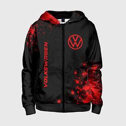 Толстовка на молнии детская Volkswagen - red gradient вертикально, цвет: 3D-черный