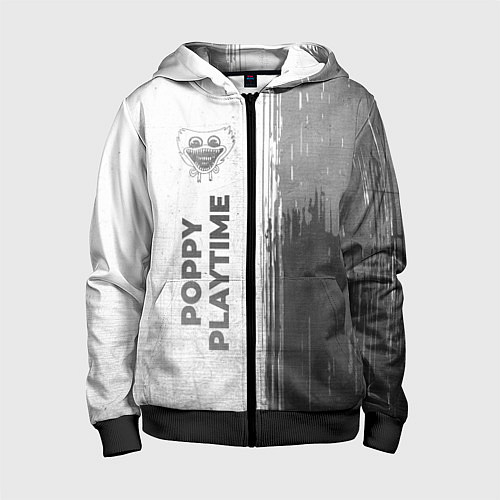 Детская толстовка на молнии Poppy Playtime - white gradient по-вертикали / 3D-Черный – фото 1