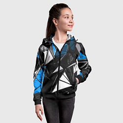 Толстовка на молнии детская Сине-белые рельефные треугольники на чёрном фоне, цвет: 3D-черный — фото 2