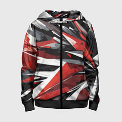 Детская толстовка на молнии Чёрно-красно-белая абстракция