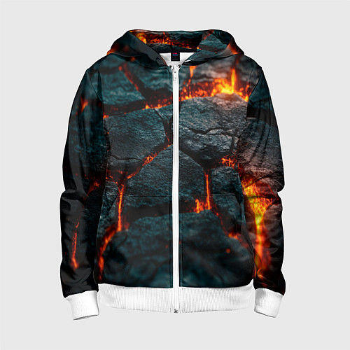 Детская толстовка на молнии Скала и лава / 3D-Белый – фото 1