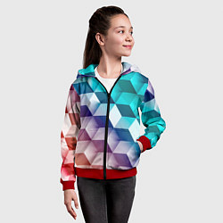 Толстовка на молнии детская Объёмные разноцветные градиентные кубы, цвет: 3D-красный — фото 2