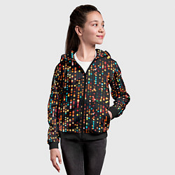 Толстовка на молнии детская Мерцающие новогодние гирлянды, цвет: 3D-черный — фото 2