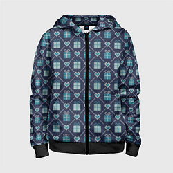 Толстовка на молнии детская Праздничные подарки, цвет: 3D-черный