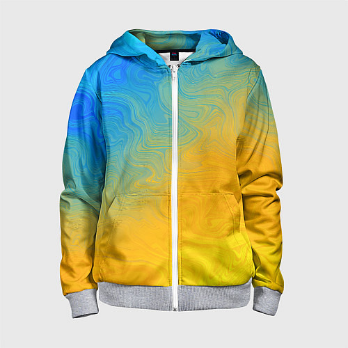 Детская толстовка на молнии Желто голубой градиент / 3D-Меланж – фото 1