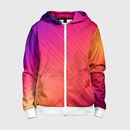 Детская толстовка на молнии Градиент в косую полоску / 3D-Белый – фото 1