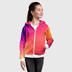 Толстовка на молнии детская Градиент в косую полоску, цвет: 3D-белый — фото 2
