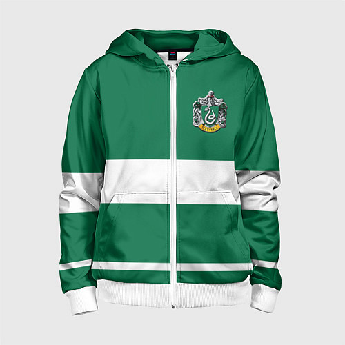Детская толстовка на молнии Гарри Поттер Слизерин / 3D-Белый – фото 1