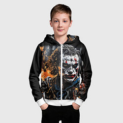 Толстовка на молнии детская Джокер на фоне огня, цвет: 3D-белый — фото 2