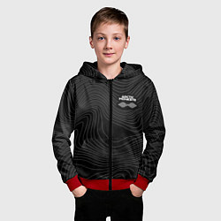 Толстовка на молнии детская Arctic Monkeys - белые линии, цвет: 3D-красный — фото 2