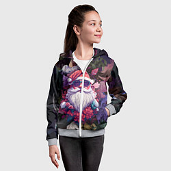 Толстовка на молнии детская Дед мороз в цветах, цвет: 3D-меланж — фото 2