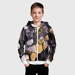 Толстовка на молнии детская Чёрно-жёлтый камень, цвет: 3D-белый — фото 2