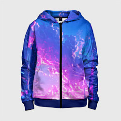 Толстовка на молнии детская Розовые тучи на голубом небе киберпанк, цвет: 3D-синий