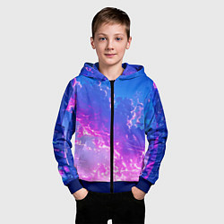 Толстовка на молнии детская Розовые тучи на голубом небе киберпанк, цвет: 3D-синий — фото 2