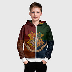 Толстовка на молнии детская Hogwarts emblem, цвет: 3D-белый — фото 2