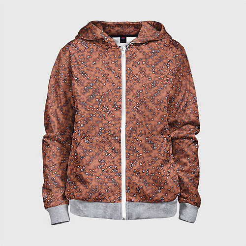 Детская толстовка на молнии Медно-коричневый текстурированный / 3D-Меланж – фото 1